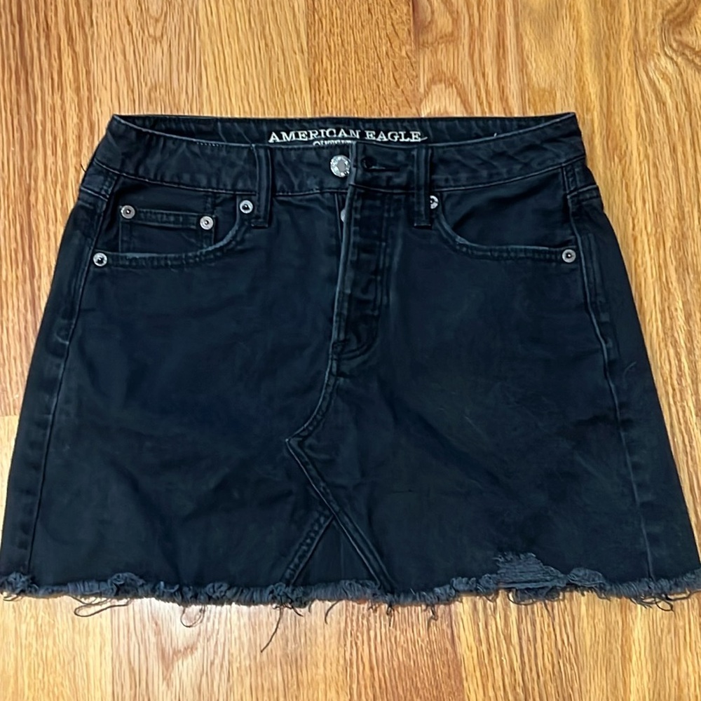 American Eagle Denim Raw Edge Mini Skirt